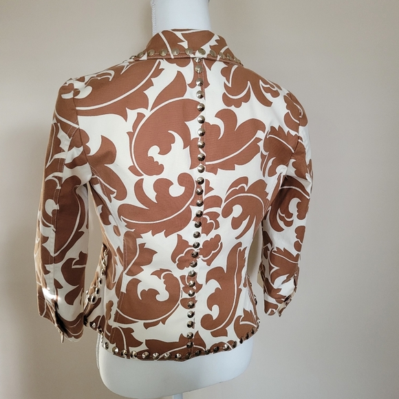Etcetera Tan and Cream Silver studded Paisley Blazer - Picture 5 of 9